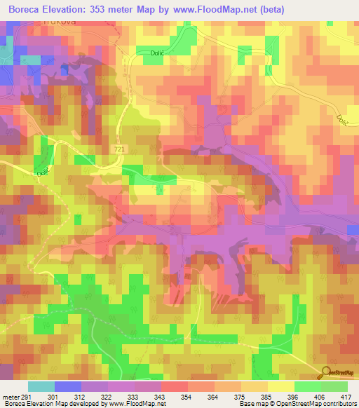 Boreca,Slovenia Elevation Map