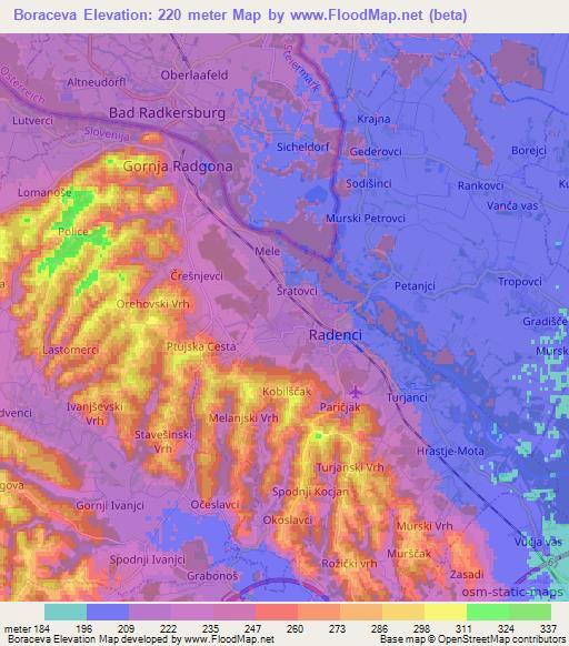 Boraceva,Slovenia Elevation Map