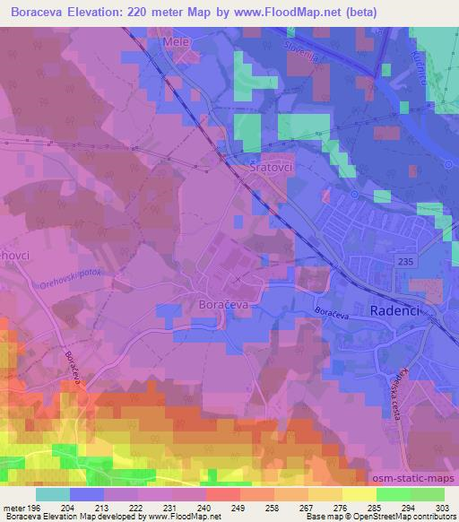 Boraceva,Slovenia Elevation Map