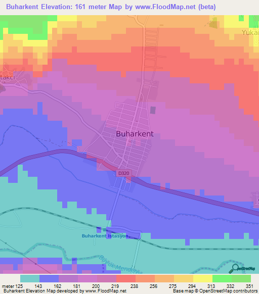 Buharkent,Turkey Elevation Map