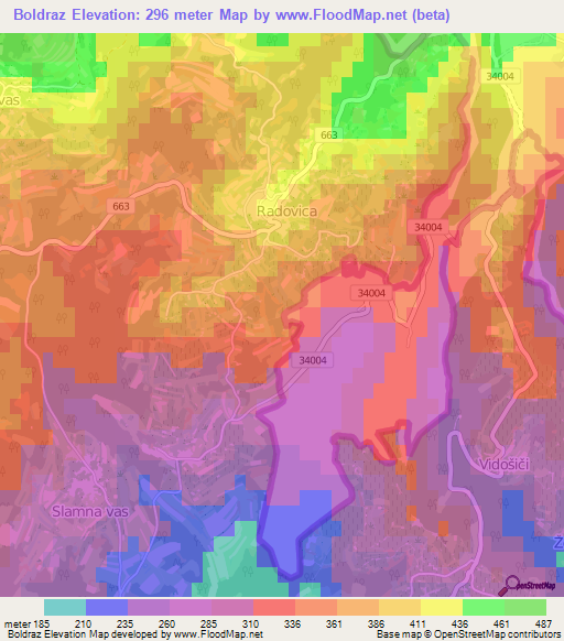 Boldraz,Slovenia Elevation Map