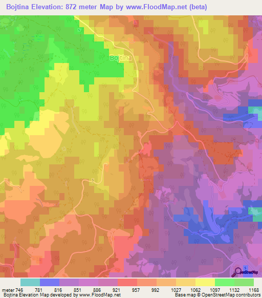 Bojtina,Slovenia Elevation Map