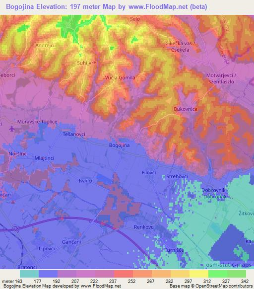 Bogojina,Slovenia Elevation Map