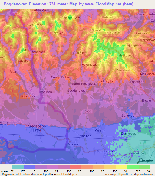 Bogdanovec,Croatia Elevation Map