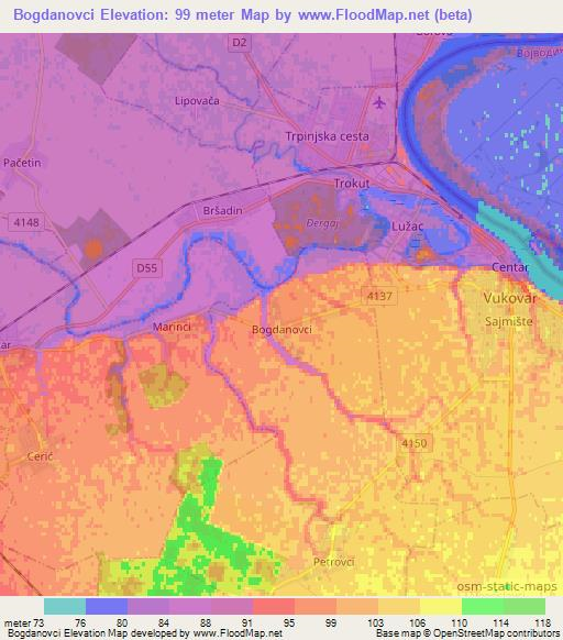Bogdanovci,Croatia Elevation Map