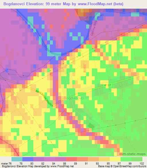 Bogdanovci,Croatia Elevation Map