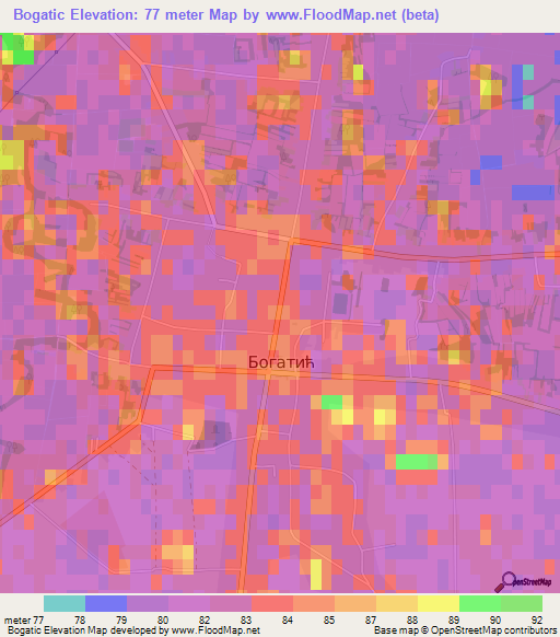 Bogatic,Serbia Elevation Map