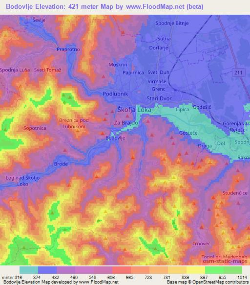 Bodovlje,Slovenia Elevation Map