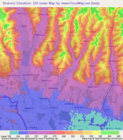 Bodonci,Slovenia Elevation Map