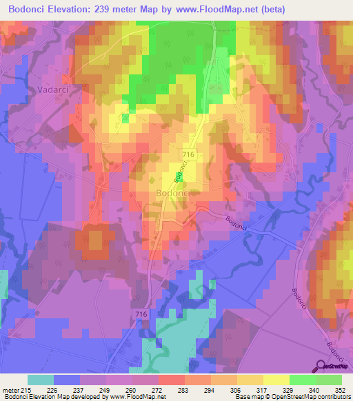 Bodonci,Slovenia Elevation Map