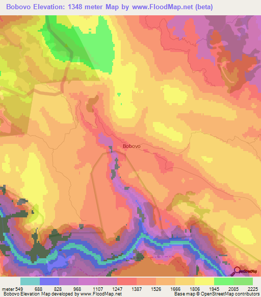 Bobovo,Montenegro Elevation Map