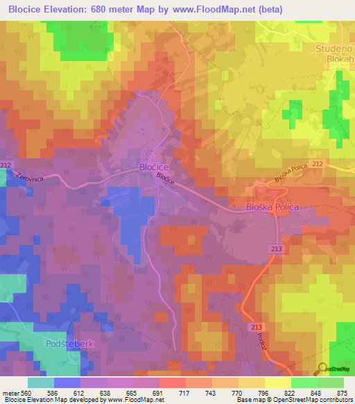 Blocice,Slovenia Elevation Map