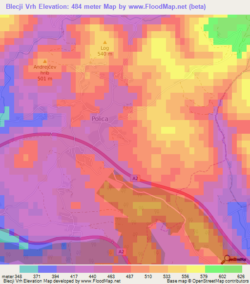 Blecji Vrh,Slovenia Elevation Map