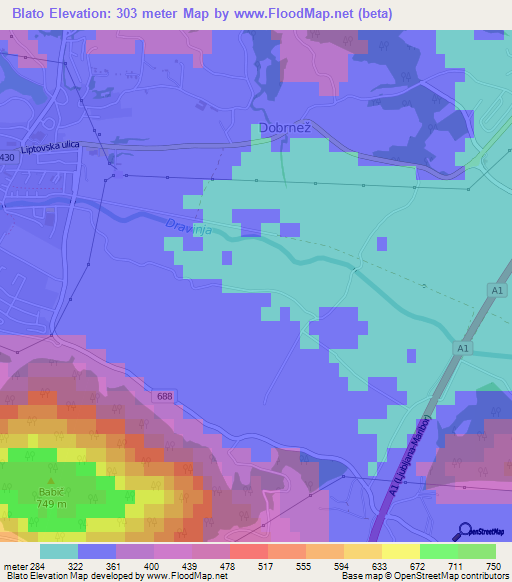 Blato,Slovenia Elevation Map