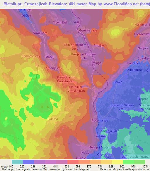 Blatnik pri Crmosnjicah,Slovenia Elevation Map