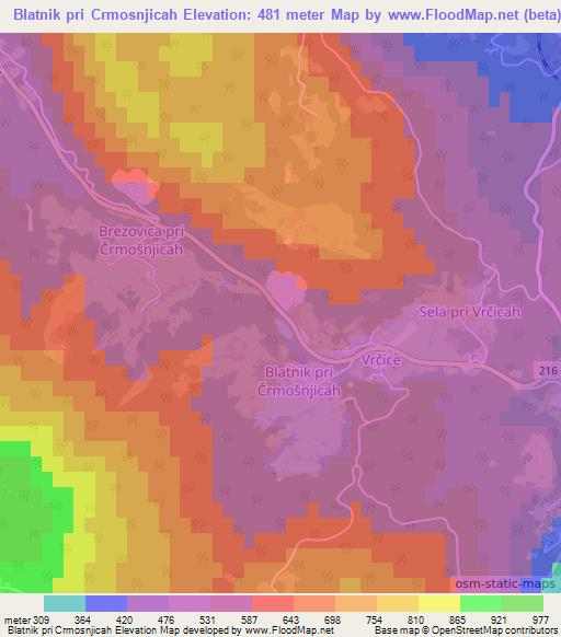 Blatnik pri Crmosnjicah,Slovenia Elevation Map