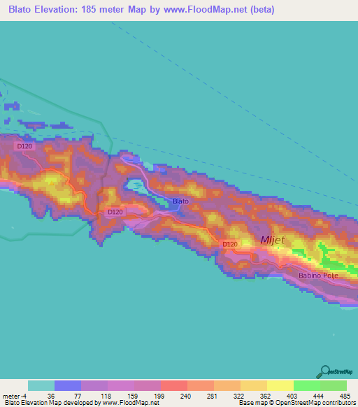 Blato,Croatia Elevation Map