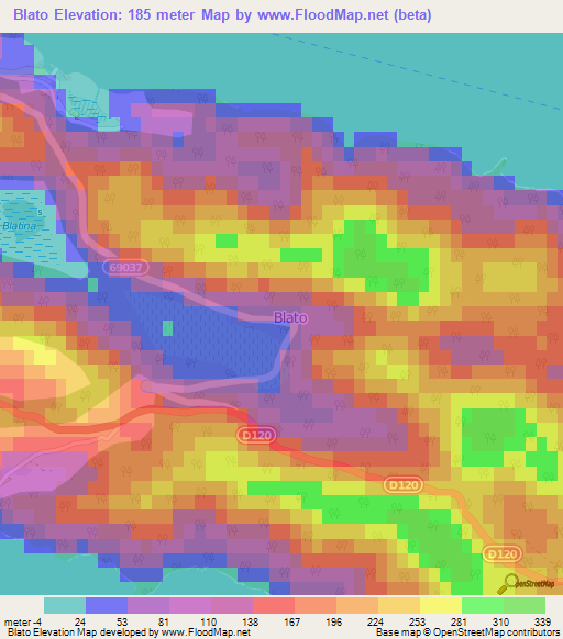 Blato,Croatia Elevation Map