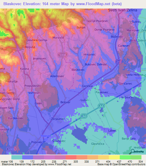 Blaskovec,Croatia Elevation Map