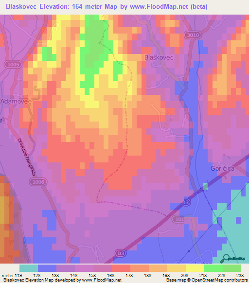 Blaskovec,Croatia Elevation Map