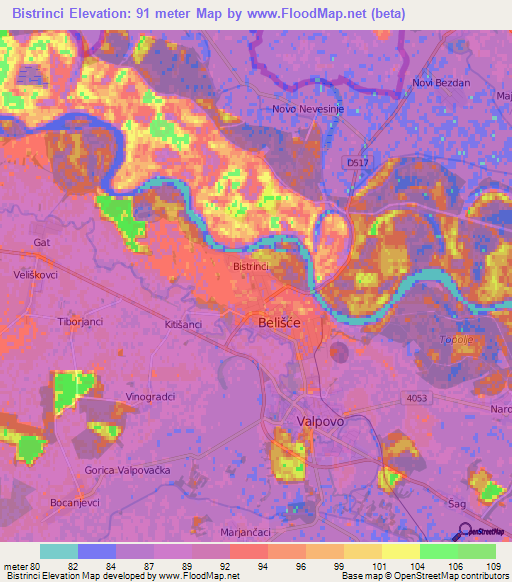 Bistrinci,Croatia Elevation Map