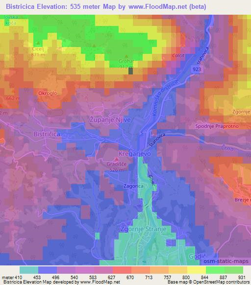 Bistricica,Slovenia Elevation Map