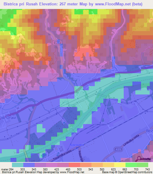 Bistrica pri Rusah,Slovenia Elevation Map