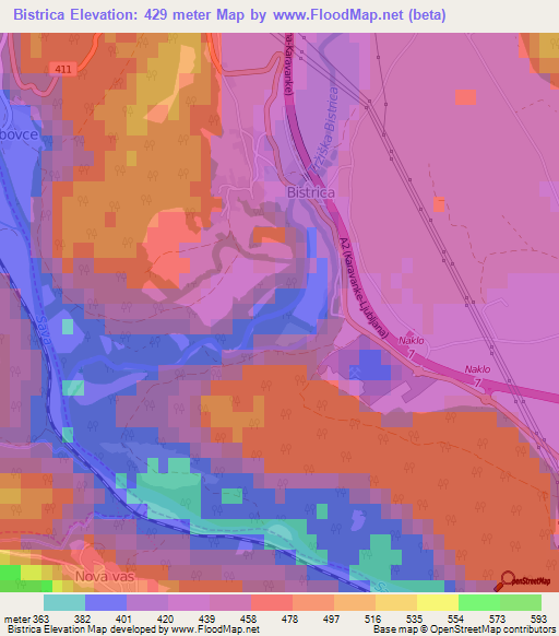 Bistrica,Slovenia Elevation Map