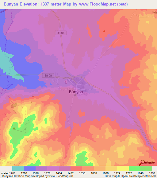 Bunyan,Turkey Elevation Map