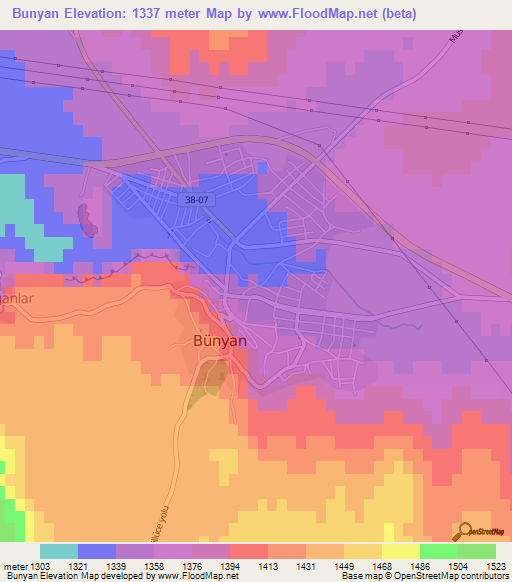 Bunyan,Turkey Elevation Map