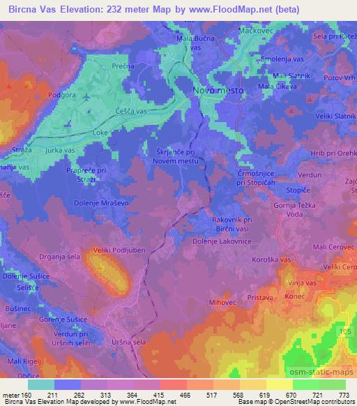 Bircna Vas,Slovenia Elevation Map