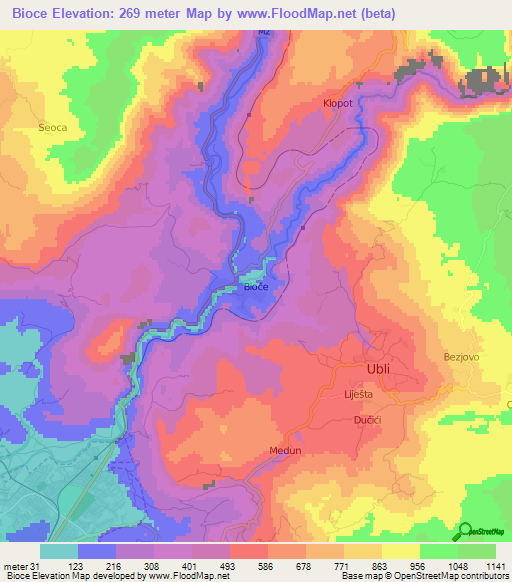 Bioce,Montenegro Elevation Map