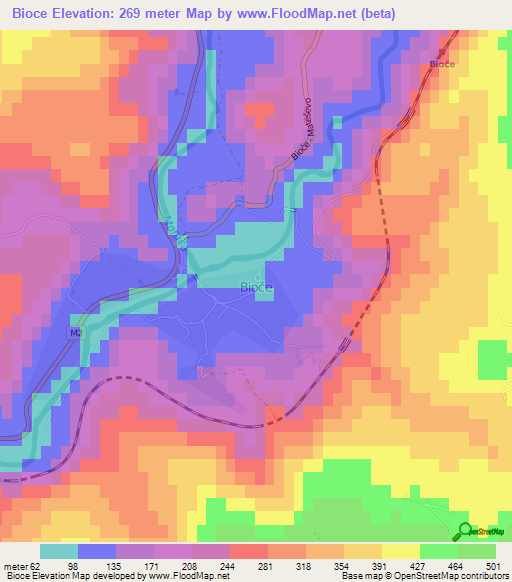 Bioce,Montenegro Elevation Map