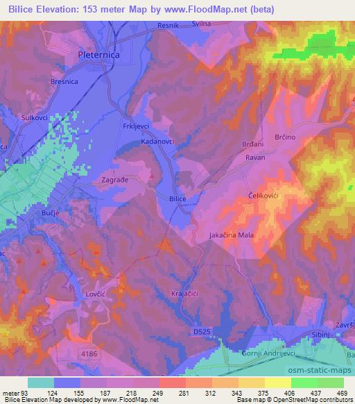 Bilice,Croatia Elevation Map