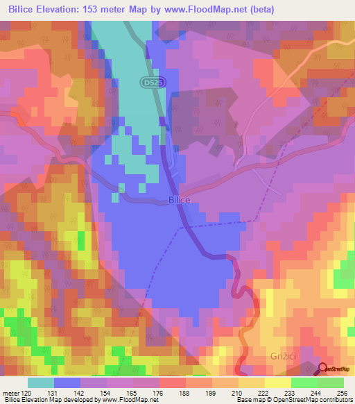 Bilice,Croatia Elevation Map