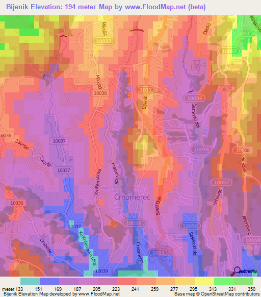 Bijenik,Croatia Elevation Map