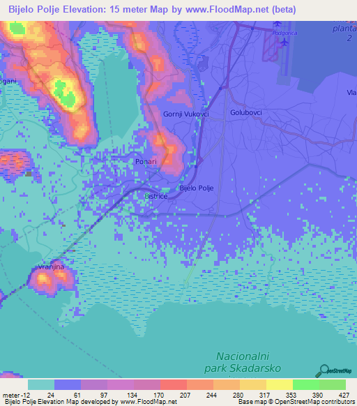 Bijelo Polje,Montenegro Elevation Map