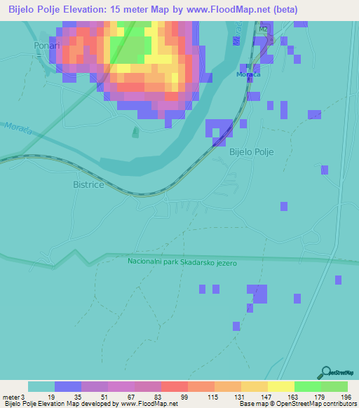 Bijelo Polje,Montenegro Elevation Map