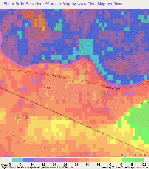 Bijelo Brdo,Croatia Elevation Map