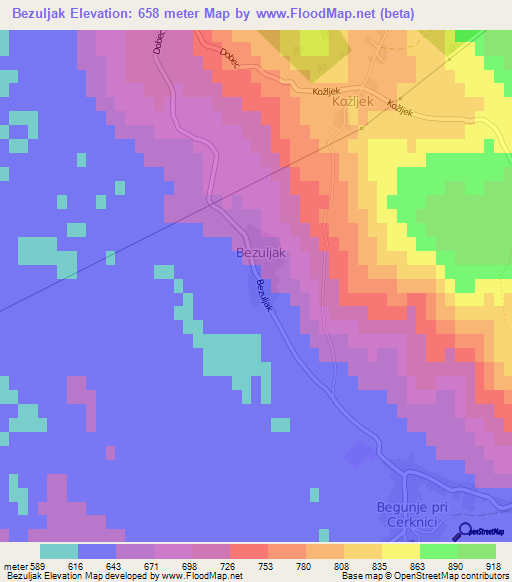 Bezuljak,Slovenia Elevation Map