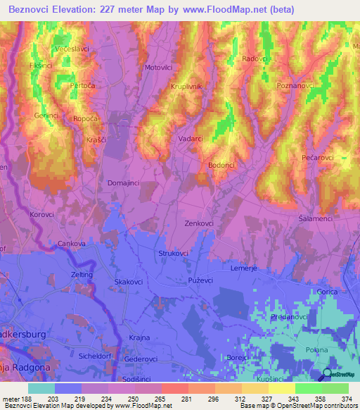 Beznovci,Slovenia Elevation Map