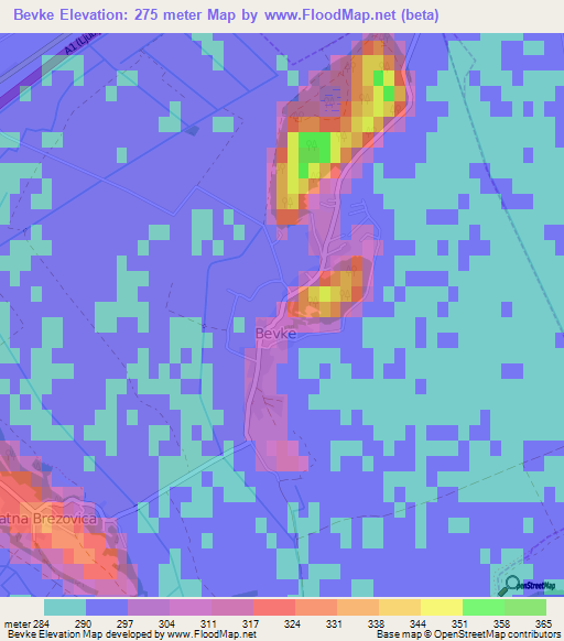 Bevke,Slovenia Elevation Map