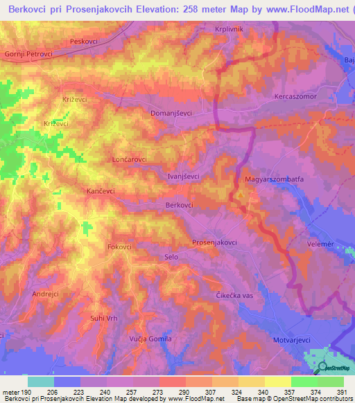 Berkovci pri Prosenjakovcih,Slovenia Elevation Map