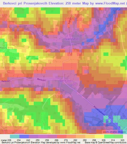 Berkovci pri Prosenjakovcih,Slovenia Elevation Map