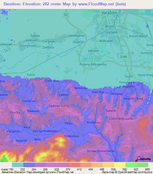 Beretinec,Croatia Elevation Map