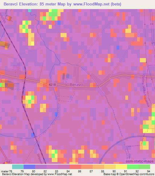 Beravci,Croatia Elevation Map