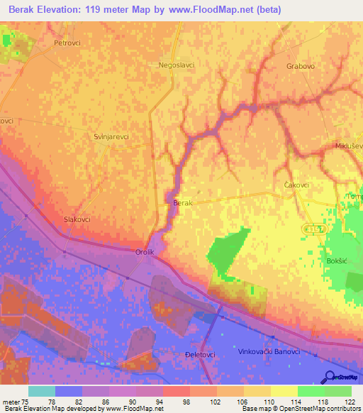 Berak,Croatia Elevation Map