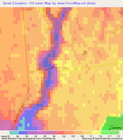 Berak,Croatia Elevation Map