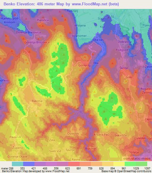 Benko,Slovenia Elevation Map