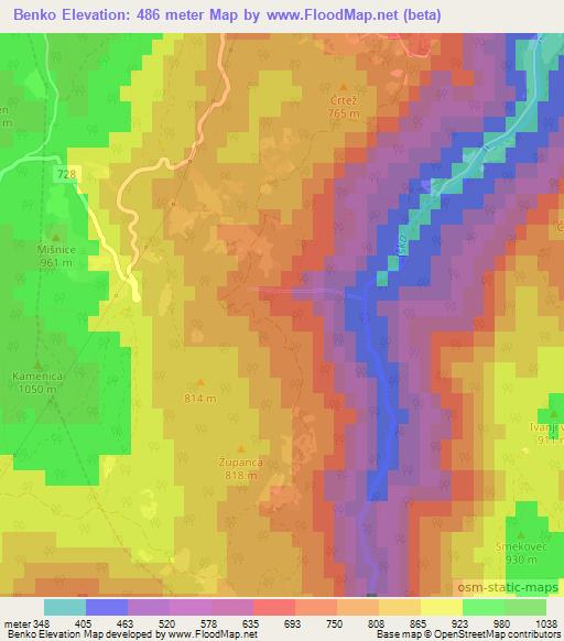 Benko,Slovenia Elevation Map